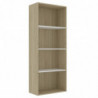 Bücherregal 4 Fächer Weiß Sonoma-Eiche 60x30x151,5Holzwerkstoff