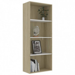 Bücherregal 4 Fächer Weiß Sonoma-Eiche 60x30x151,5Holzwerkstoff