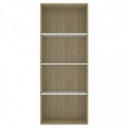 Bücherregal 4 Fächer Weiß Sonoma-Eiche 60x30x151,5Holzwerkstoff