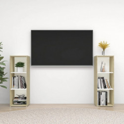 TV-Schränke 2 Stk. Weiß Sonoma-Eiche 107x35x37 cm Holzwerkstoff