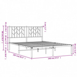 Bettgestell mit Kopfteil Metall Schwarz 140x200 cm