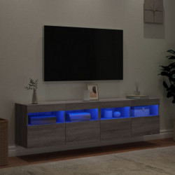 TV-Wandschränke mit LED-Leuchten 2 Stk. Grau Sonoma 80x30x40 cm