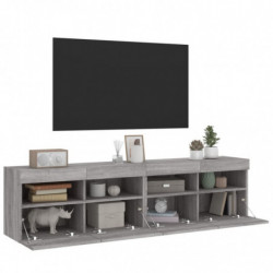 TV-Wandschränke mit LED-Leuchten 2 Stk. Grau Sonoma 80x30x40 cm