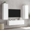 TV-Wandschränke mit LED-Leuchten 2 Stk. Weiß 60x35x31 cm