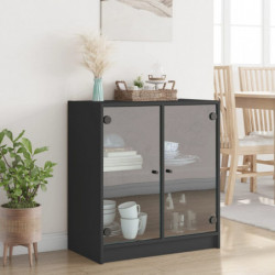 Beistellschrank mit Glastüren Schwarz 68x37x75,5 cm