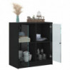 Beistellschrank mit Glastüren Schwarz 68x37x75,5 cm