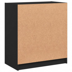 Beistellschrank mit Glastüren Schwarz 68x37x75,5 cm