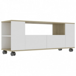 TV-Schrank Weiß Sonoma-Eiche 120x35x48 cm Holzwerkstoff