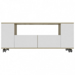 TV-Schrank Weiß Sonoma-Eiche 120x35x48 cm Holzwerkstoff