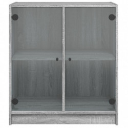 Beistellschrank mit Glastüren Grau Sonoma 68x37x75,5 cm