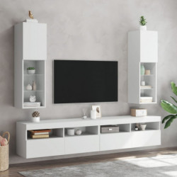 TV-Schränke mit LED-Leuchten 2 Stk. Weiß 30,5x30x102 cm