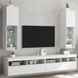 TV-Schränke mit LED-Leuchten 2 Stk. Weiß 30,5x30x102 cm