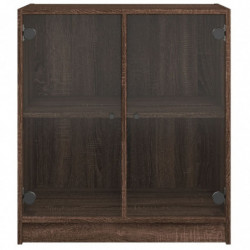 Beistellschrank mit Glastüren Braun Eichen-Optik 68x37x75,5 cm