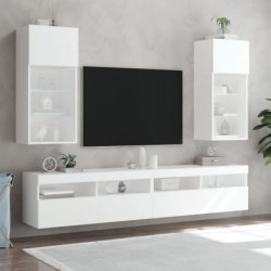 TV-Schränke mit LED-Leuchten 2 Stk. Weiß 40,5x30x90 cm