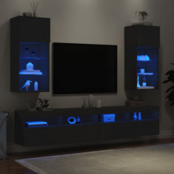 TV-Schränke mit LED-Leuchten 2 Stk. Schwarz 40,5x30x90 cm