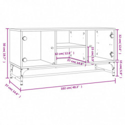 TV-Schrank mit Glastüren Schwarz 102x37x50 cm