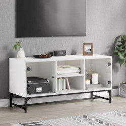 TV-Schrank mit Glastüren Weiß 102x37x50 cm