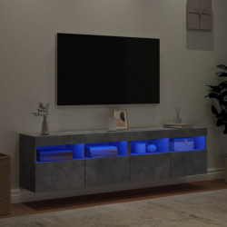 TV-Wandschränke mit LED-Leuchten 2 Stk. Betongrau 80x30x40 cm