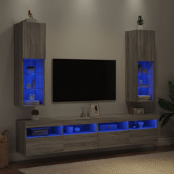 TV-Schränke mit LED-Leuchten 2 Stk. Grau Sonoma 30,5x30x102 cm