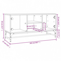 TV-Schrank mit Glastüren Grau Sonoma 102x37x50 cm