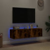 TV-Wandschränke mit LED-Leuchten 2 Stk. Räuchereiche 60x35x31cm