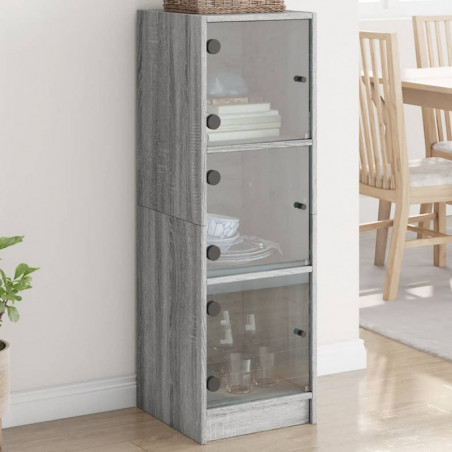 Highboard mit Glastüren Grau Sonoma 35x37x109 cm