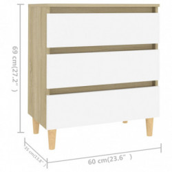 Sideboard Weiß und Sonoma-Eiche 60x35x69 cm Holzwerkstoff