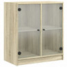 Beistellschrank mit Glastüren Sonoma-Eiche 68x37x75,5 cm