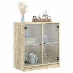 Beistellschrank mit Glastüren Sonoma-Eiche 68x37x75,5 cm