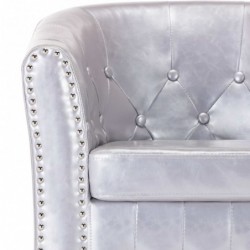 Sessel mit Fußhocker Glänzendes Silbern Kunstleder
