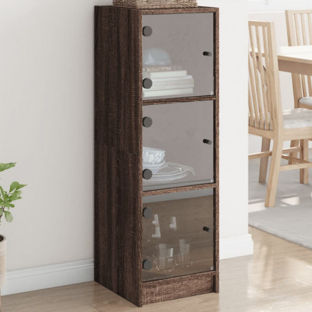 Highboard mit Glastüren Braun Eichen-Optik 35x37x109 cm