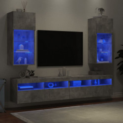 TV-Schränke mit LED-Leuchten 2 Stk. Betongrau 40,5x30x90 cm