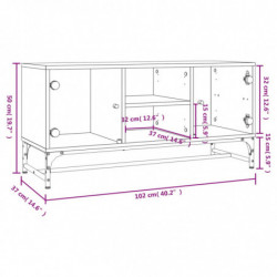 TV-Schrank mit Glastüren Betongrau 102x37x50 cm