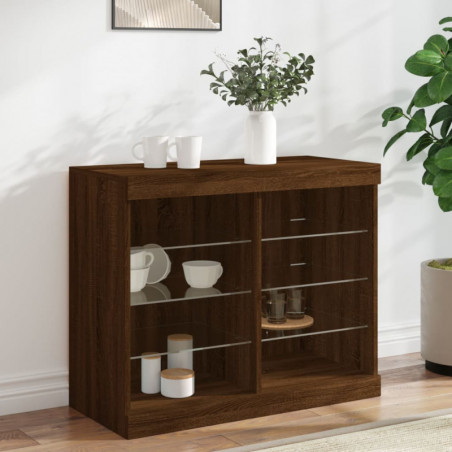 Sideboard mit LED-Leuchten Braun Eichen-Optik 81x37x67 cm