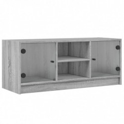 TV-Schrank mit Glastüren Grau Sonoma 102x37x42 cm