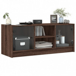 TV-Schrank mit Glastüren Braun Eichen-Optik 102x37x42 cm