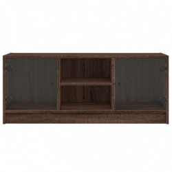 TV-Schrank mit Glastüren Braun Eichen-Optik 102x37x42 cm