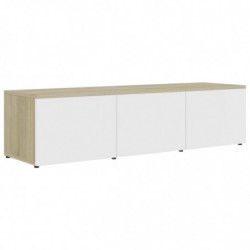 TV-Schrank Weiß und Sonoma-Eiche 120x34x30 cm Holzwerkstoff