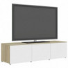 TV-Schrank Weiß und Sonoma-Eiche 120x34x30 cm Holzwerkstoff