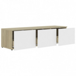 TV-Schrank Weiß und Sonoma-Eiche 120x34x30 cm Holzwerkstoff