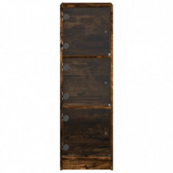 Highboard mit Glastüren Räuchereiche 35x37x109 cm
