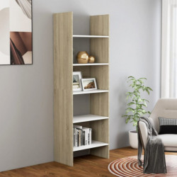 Bücherregal Weiß und Sonoma-Eiche 60x35x180 cm Holzwerkstoff