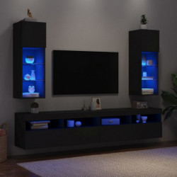 TV-Schränke mit LED-Leuchten 2 Stk. Schwarz 30,5x30x90 cm