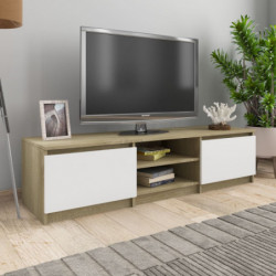 TV-Schrank Weiß und Sonoma-Eiche 140x40x35,5 cm Holzwerkstoff