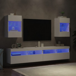 TV-Wandschränke mit LED-Leuchten 2 Stk. Weiß 40x30x60,5 cm