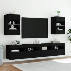 TV-Wandschränke mit LED-Leuchten 2 Stk. Schwarz 40x30x60,5 cm