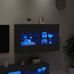 TV-Wandschrank mit LED-Leuchten Schwarz 98,5x30x60,5 cm