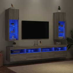TV-Schränke mit LED-Leuchten 2 Stk. Grau Sonoma 30,5x30x90 cm