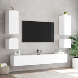 TV-Wandschränke mit LED-Leuchten 2 Stk. Weiß 40,5x35x40 cm