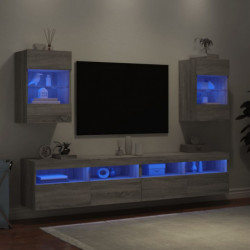 TV-Wandschränke mit LED-Leuchten 2 Stk. Grau Sonoma